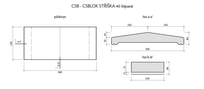 CSB CSBLOK stříška 40 Šedá 23 x 50 x 8,4 cm (paleta 28 ks)