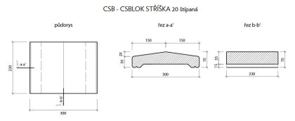CSB CSBLOK stříška 20 Černá 23 x 30 x 7 cm (paleta 44 ks)