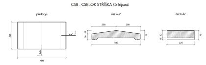 CSB CSBLOK stříška 30 Šedá 23 x 40 x 7,7 cm (palety 35 ks)