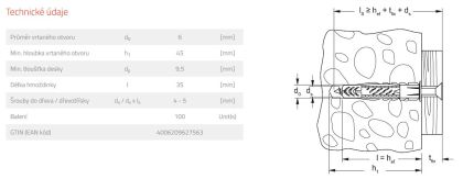 Fischer Hmoždinka UX 6 x 35 R - s límečkem (balení 100 ks)