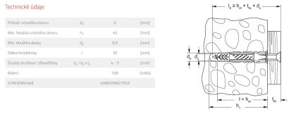 Fischer Hmoždinka UX 6 x 35 - bez límečku (balení 100 ks)