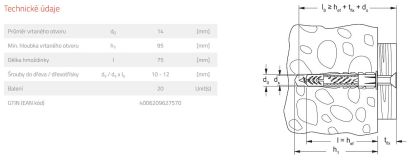 Fischer Hmoždinka UX 14 x 75 - bez límečku (balení 20 ks)