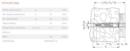 Fischer Hmoždinka UX 5 x 30 - bez límečku (balení 100 ks)
