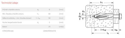 fischer Hmoždinka pro pórobeton GB 8 (balení 25 ks)