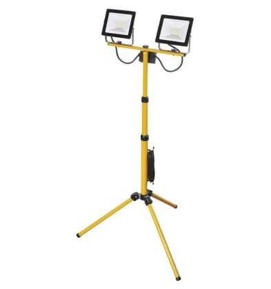 LED reflektor HOBBY SLIM, 2× 30W + trojnožka, žlutý, neutrální bílá