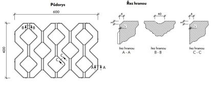 CSB VEGETAČNÍ TVÁRNICE velká 60 x 40 x 10 cm Šedá (paleta 36 ks)