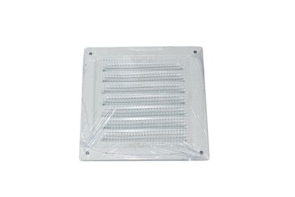 Mřížka ventilační kovová pozinkovaná bílá se síťkou 125 x 125 mm