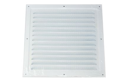 Mřížka ventilační kovová pozinkovaná bílá se síťkou 250 x 250 mm