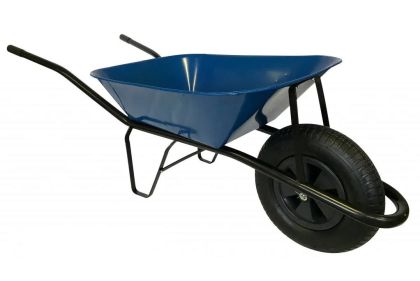 Stavební kolečko - objem 60 l, kolo nafukovací, modrá korba