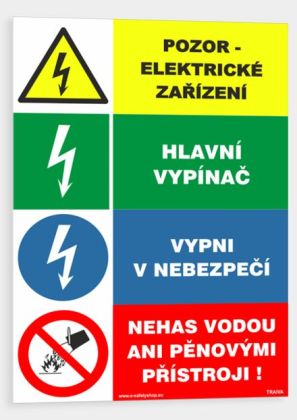 Fólie - Pozor el. zařízení, čtyřkombinace, A6, 148 × 105 mm