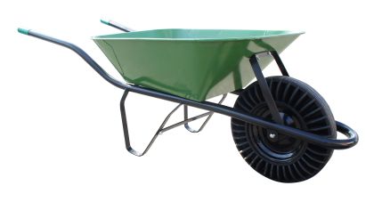 Kolečko stavební, plná pryž, 60l, zelená