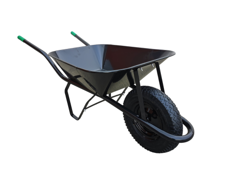 Kolečko stavební, nafukovací kolo, 60L, bodovaná, smontované, černé