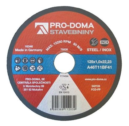 Kotouč řezný ocel nerez PRO-DOMA – 125 × 1,0 mm
