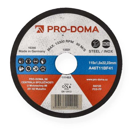 Kotouč řezný ocel nerez PRO-DOMA – 115 × 1,5 mm