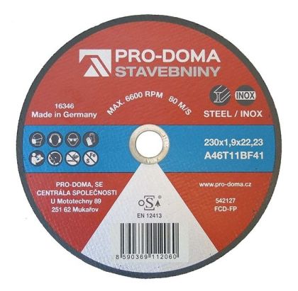 Kotouč řezný ocel nerez PRO-DOMA – 230 × 1,9 mm