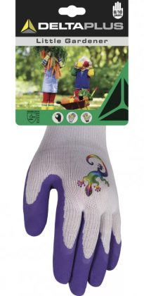 Rukavice úpletové PES latex dětské bílo-fialové, vel.4