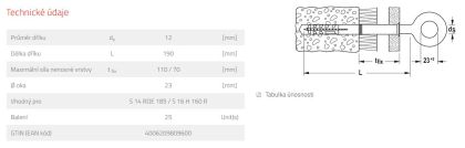Fischer Lešenářská kotva GS 12 x 190 (balení 25 ks)