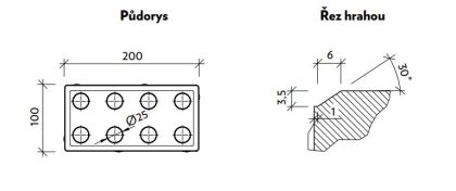 CSB CIHLA 6 pro nevidomé 10 × 20 × 6 cm Šedá ROVNÁ (paleta 11,52 m² / vrstva 0,96 m²)