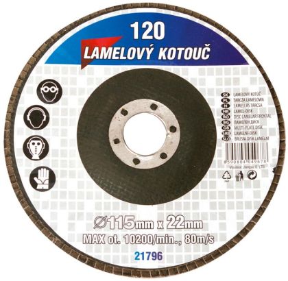 Kotouč lamelový brusný na kov Ø 115 x 22,23 mm, zrnitost 100