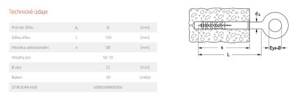 fischer Vrut s okem GS 8 x 120 mm (balení 20 ks)