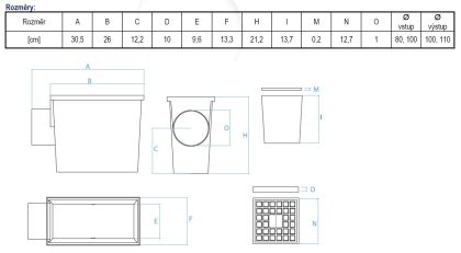 Geiger černý s boční výpustí (mokrý) 80 (100)/100 (110) mm (bal. 18)