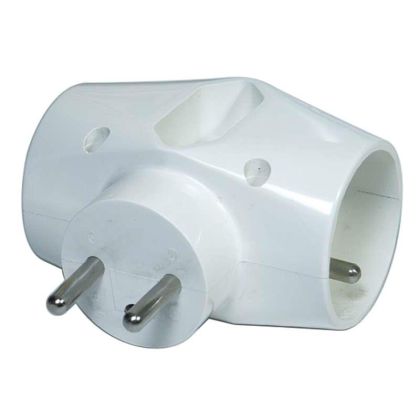 Rozbočovací zásuvka 2x kulatá + 1x plochá, bílá