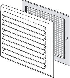 Mřížka ventilační PVC hranatá bílá se síťkou 140 x 140 mm G