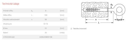 fischer Vrut s okem GS 8 x 100 mm (balení 20 ks)
