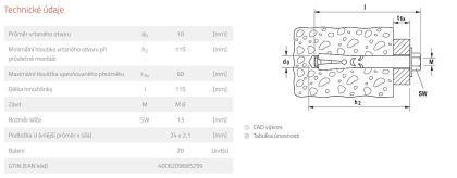 Fischer Plášťová kotva FSA 10/60 x 115 mm S M8 (balení 20 ks)