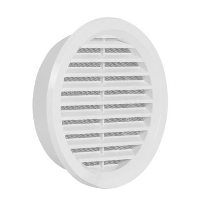 Větrací mřížka kruhová se síťovinou bílá 125 mm