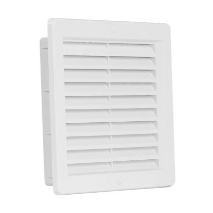 Větrací mřížka s rámečkem a síťovinou bílá 200 x 200 mm