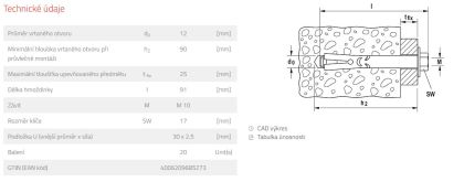 Fischer Plášťová kotva FSA 12/25 x 90 mm S M10 (balení 20 ks)