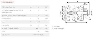 Fischer Plášťová kotva FSA 12/10 x 75 mm S M10 (balení 20 ks)