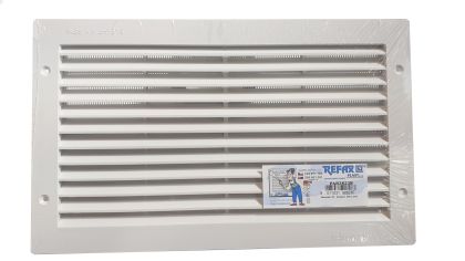 Mřížka ventilační PVC hranatá bílá se síťkou 380 x 230 mm