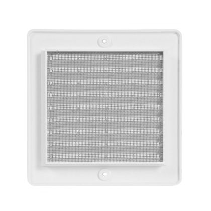 Větrací mřížka s rámečkem a síťovinou bílá 150 x 150 mm