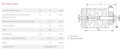 Fischer Plášťová kotva FSA 10/35 x 90 mm S M8 (balení 20 ks)