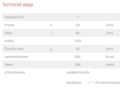 Fischer Vrut Power Fast FPF ST 5,0 x 80 ZPP - Torx (200 ks/balení) DOPRODEJ