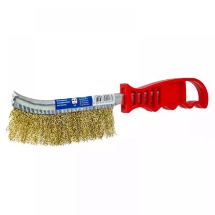 Drátěný kartáč, ocelový, 4řadý, plastová rukojeť