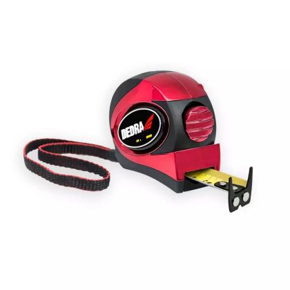 Metr 8m/25mm, červený, auto-blokáda, magnet, dvojstranná páska, pogumovaný kryt, nylon, blistr