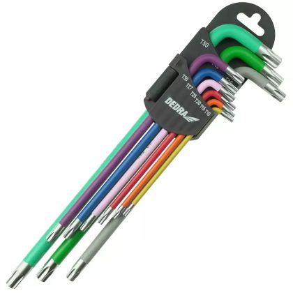Klíče Torx dlouhé T10-T50, sada 9 ks, CRV