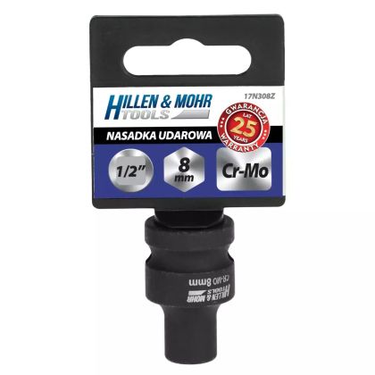 Rázová hlavice, 1/2, 17x38 mm, ocel Cr-Mo