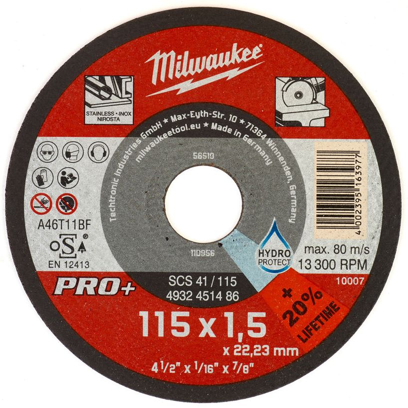Řezný kotouč na kov MILWAUKEE SCS 41 PRO+ 115x1,5x22,2 mm