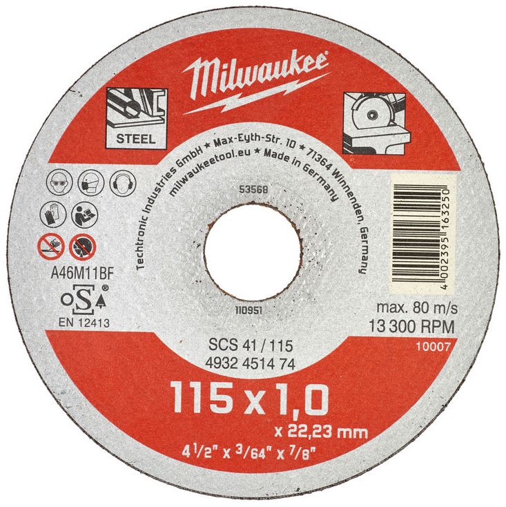Řezný kotouč na kov MILWAUKEE SCS 41 115x1,0x22,2 mm