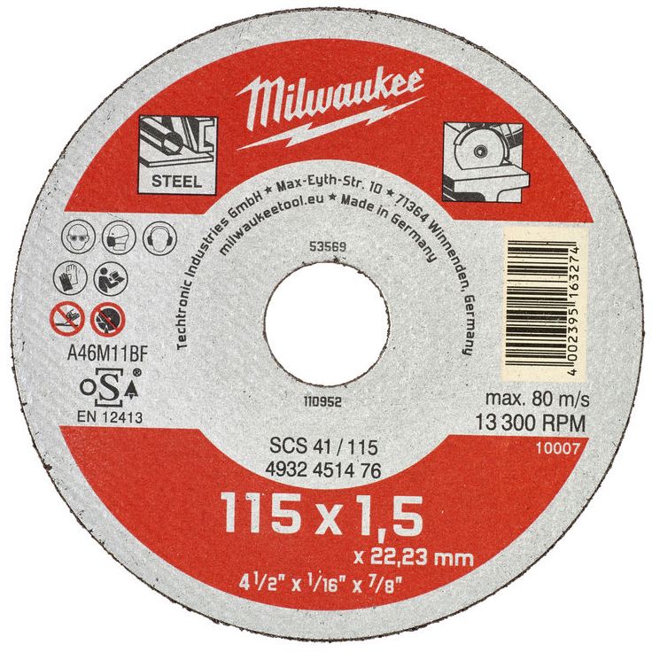 Řezný kotouč na kov MILWAUKEE SCS 41 115x1,5x22,2 mm