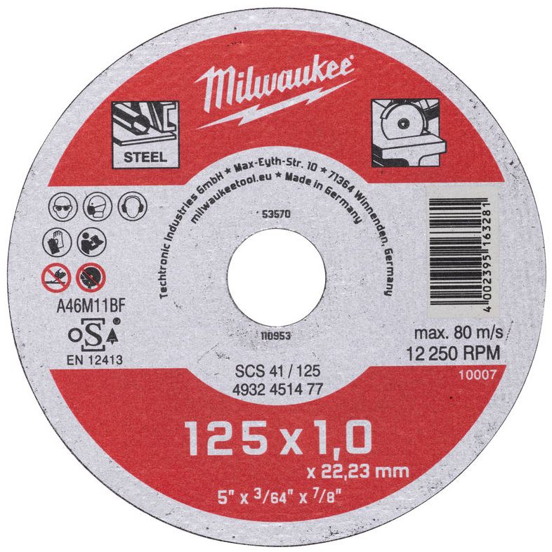 Řezný kotouč na kov MILWAUKEE SCS 41 125x1,0x22,2 mm