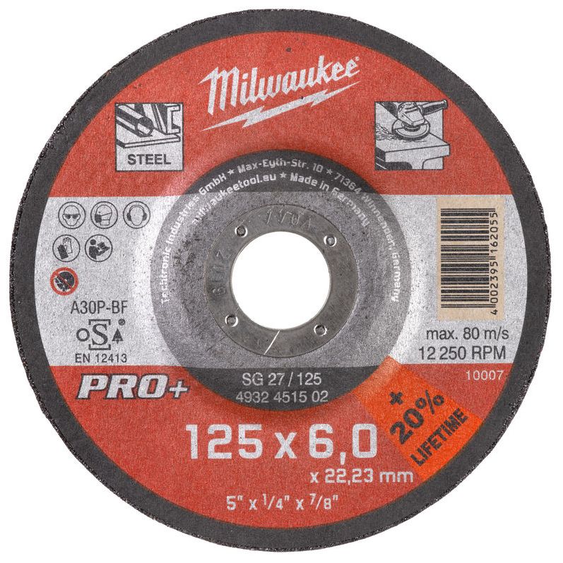 Brusný kotouč na kov MILWAUKEE SG 27 PRO+ 125x6,0x22,2 mm