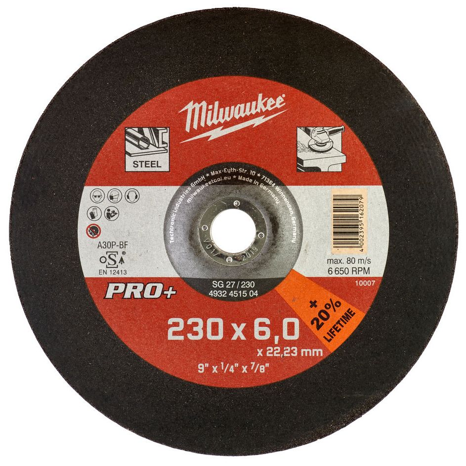 Brusný kotouč na kov MILWAUKEE SG 27 PRO+ 230x6,0x22,2 mm