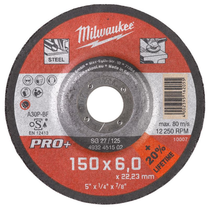 Brusný kotouč na kov MILWAUKEE SG 27 PRO+ 150x6,0x22,2 mm