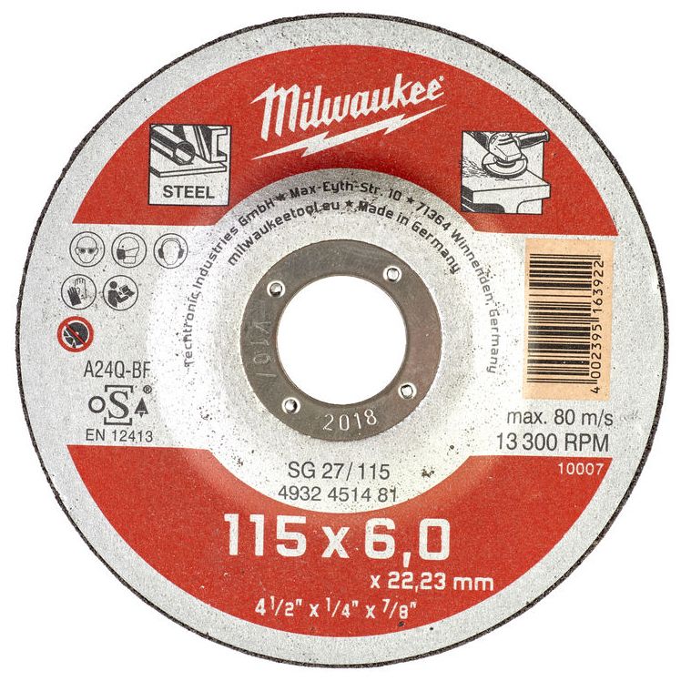 Brusný kotouč na kov MILWAUKEE SG 27 115x6,0x22,2 mm