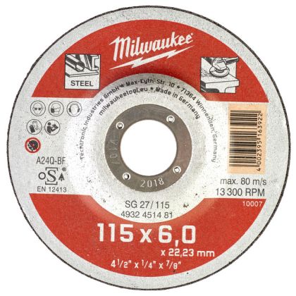 Brusný kotouč na kov MILWAUKEE SG 27 115x6,0x22,2 mm
